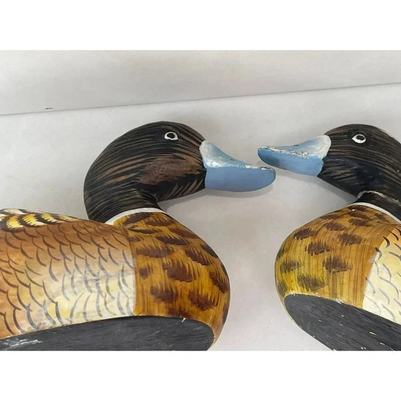 Two Small Duck Miniature Wood Carved Hand Painted Decoratives Mallard Decoy 4"x5 - Picture 16 of 16